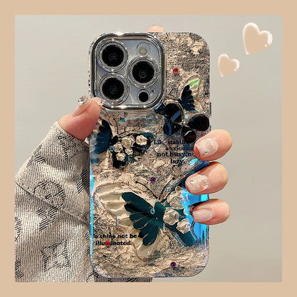 Luxury Black Butterfly Glitter iPhone Case – Floral Laser Design + Free Shipping | Amiriva