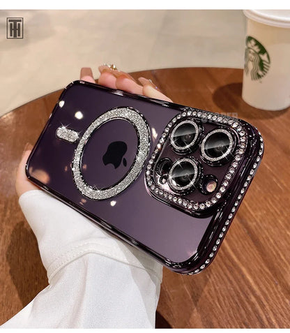 Luxury Crystal Diamond Clear MagSafe Case for iPhone 11–15 Pro Max - (JUL103)