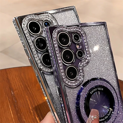 Luxury Glitter MagSafe Bracket Case for Samsung Galaxy – Diamond Plating, Wireless Charging, Shockproof | Amiriva - (SS1008)