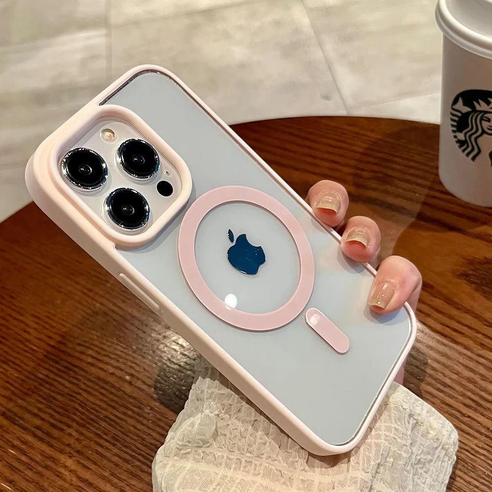 Luxury MagSafe Transparent Case for iPhone 16 15 14  – Wireless Charging Cover + Free Shipping - (SF1017)
