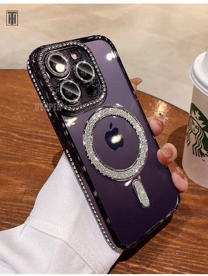 Luxury Crystal Diamond Clear MagSafe Case for iPhone 11–15 Pro Max - (JUL103)