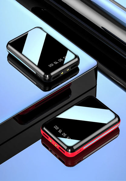 Amiriva Mini 20,000mAh Mirror Screen Power Bank – LED Display & Built-in Cables (AR1008)