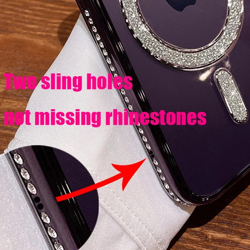 Luxury Crystal Diamond Clear MagSafe Case for iPhone 11–15 Pro Max - (JUL103)