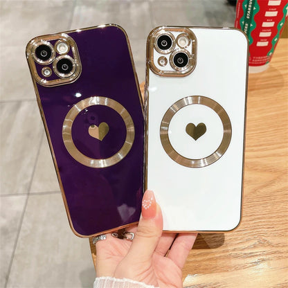 Amiriva Luxury MagSafe Magnetic Love Heart iPhone Case – Wireless Charging, Anti-Scratch, Anti-Fingerprint Protection for iPhone 11, 12, 13, 14, 15, 16 Pro Max Plus