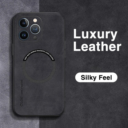 Magnetic Leather Case – MagSafe Compatible for iPhone 11–16 Pro Max (AR1001)