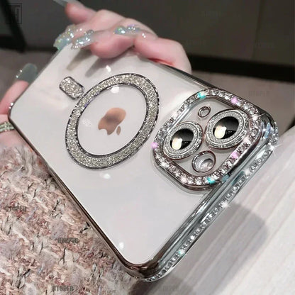 Crystal Diamond Clear Case for iPhone – Sparkly MagSafe Bling Cover | Amiriva - (SN1004)