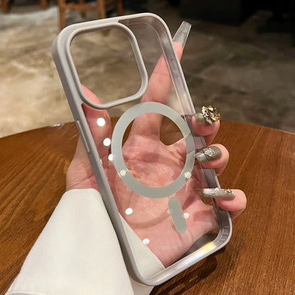 Luxury MagSafe Transparent Case for iPhone 16 15 14  – Wireless Charging Cover + Free Shipping - (SF1017)