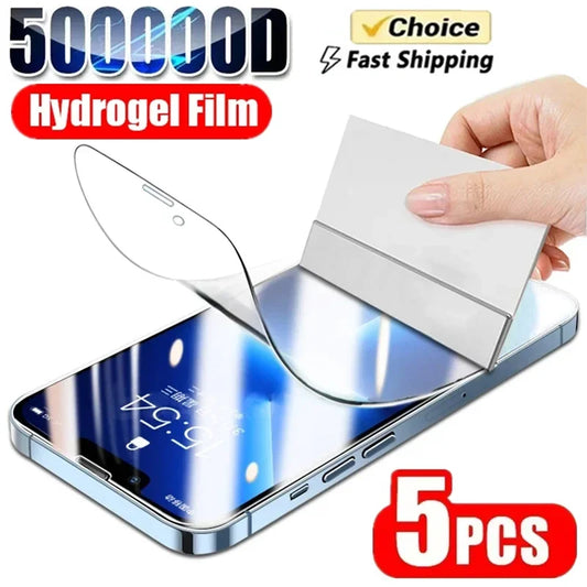 5-Pack Hydrogel Screen Protector for iPhone 6–16 Pro Max – Full Cover Anti-Scratch Film (AR1009)