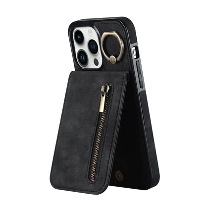 Zipper leather wallet iPhone case with RFID and card slots