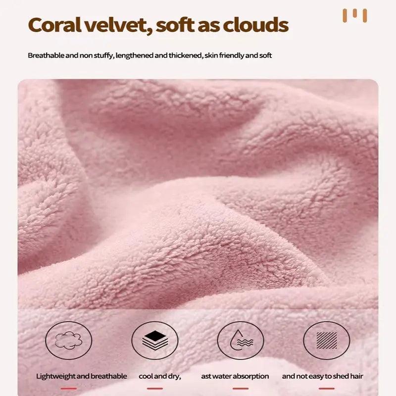 Amiriva Quick-Dry Hair Cap – Cute Cartoon Coral Velvet Towel Wrap for Women and Children