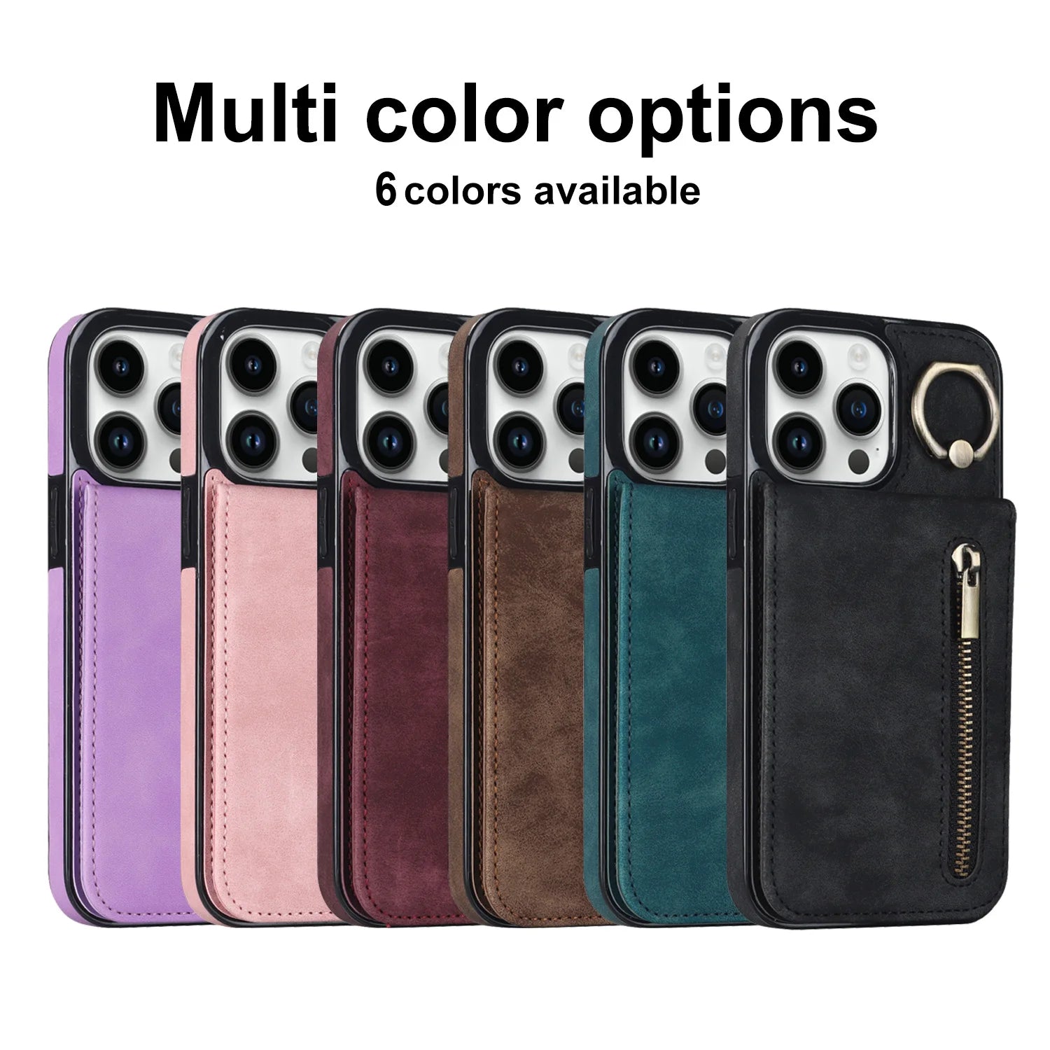 Zipper leather wallet iPhone case with RFID and card slots