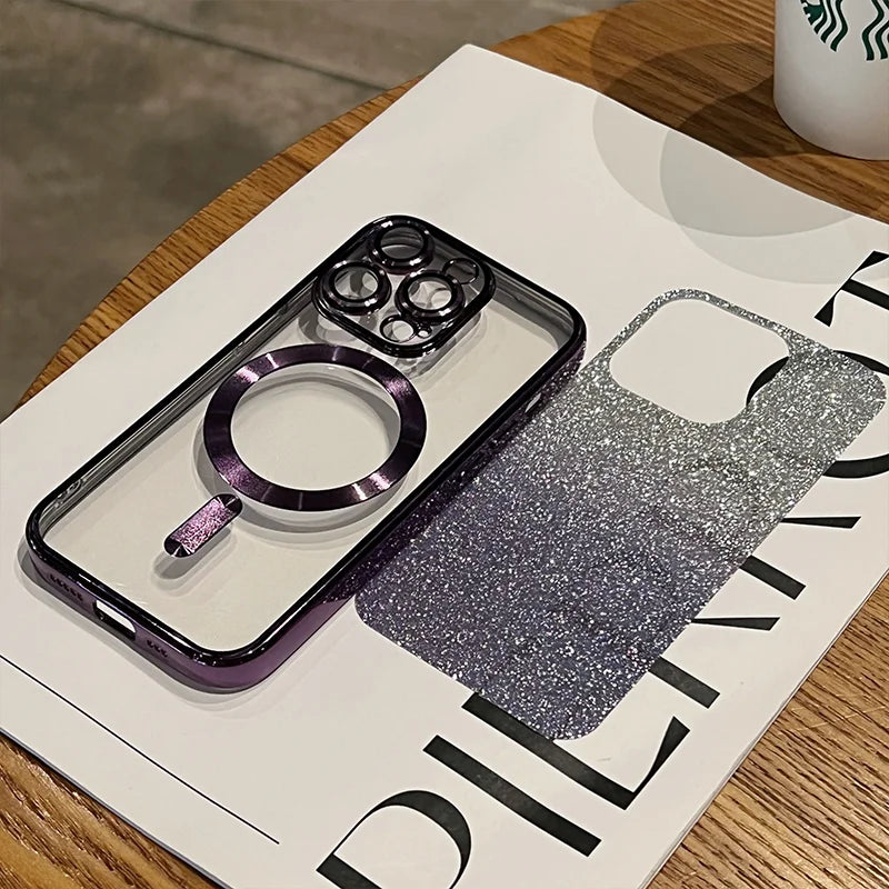 Luxury Plating Glitter Magnetic Case For iPhone - (SF101B)