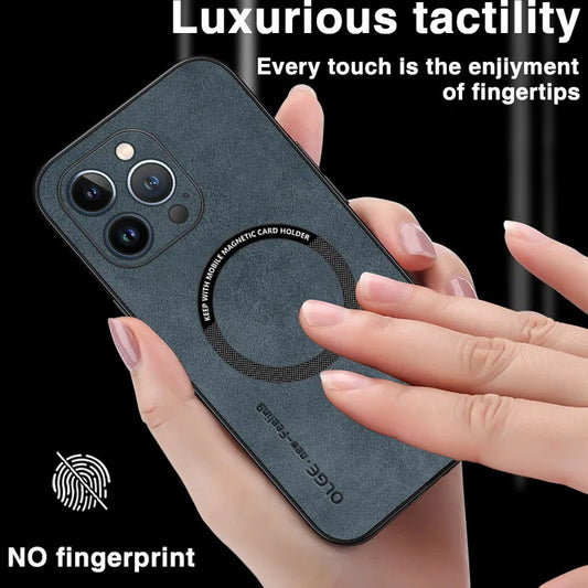 Magnetic Leather Case – MagSafe Compatible for iPhone 11–16 Pro Max (AR1001)