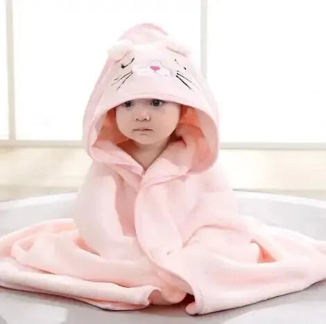 Amiriva Toddler Hooded Bathrobe Blanket – Coral Fleece Cartoon Towel Swaddle for Newborns and Kids