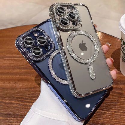 Luxury Crystal Diamond Clear MagSafe Case for iPhone 11–15 Pro Max - (JUL103)