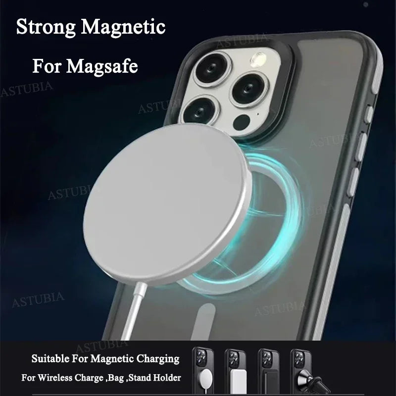 Luxury MagSafe Transparent Case for iPhone 16 15 14 13 12 11 Pro XS XR Max Mini Plus – Wireless Charging Cover + Free Shipping (SF1018)