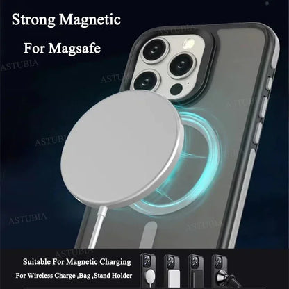 Luxury MagSafe Transparent Case for iPhone 16 15 14 13 12 11 Pro XS XR Max Mini Plus – Wireless Charging Cover + Free Shipping (SF1018)