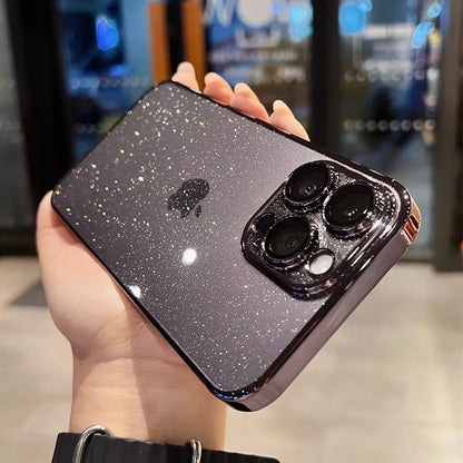 Amiriva Luxury Electroplated Glitter Case – Clear Transparent, Shockproof Hard Back Cover for iPhone