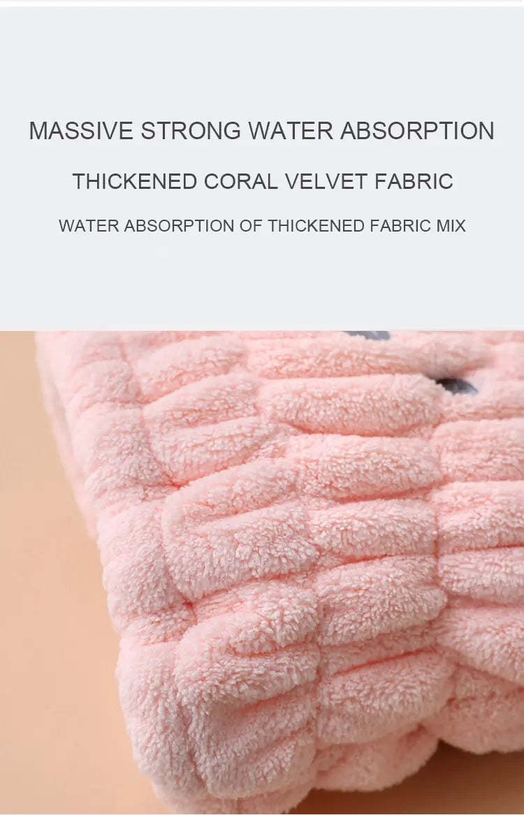 Amiriva Baby Girl Hair Towel with Cute Rabbit Ears – Coral Fleece Quick Dry Towel