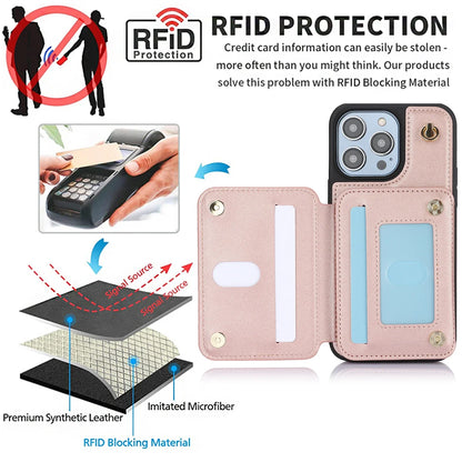 Amiriva Zipper Crossbody Leather RFID Wallet Case for iPhone Multifunction Case with Card Storage, Lanyard & Anti-Theft Protection - (IPZP01)