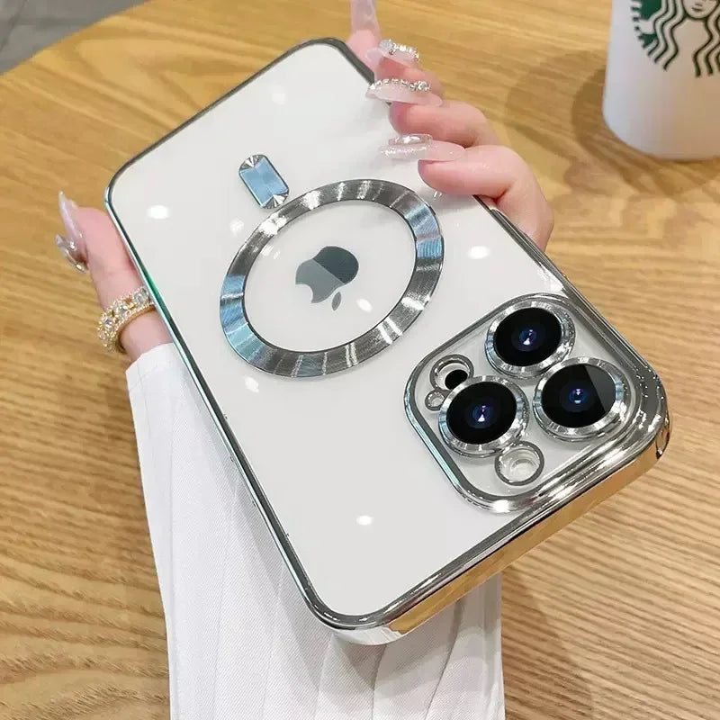 Luxury Lens Seal Protect Plating Phone Case For IPhone - (SF1008A)