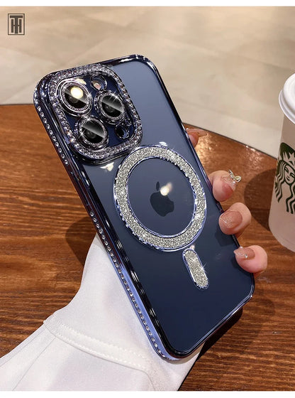 Luxury Crystal Diamond Clear MagSafe Case for iPhone 11–15 Pro Max - (JUL103)