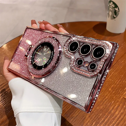 Luxury Glitter MagSafe Bracket Case for Samsung Galaxy – Diamond Plating, Wireless Charging, Shockproof | Amiriva - (SS1008)