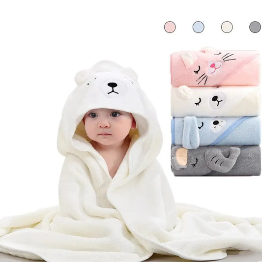 Amiriva Toddler Hooded Bathrobe Blanket – Coral Fleece Cartoon Towel Swaddle for Newborns and Kids