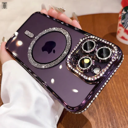 Luxury Crystal Diamond Clear MagSafe Case for iPhone 11–15 Pro Max - (JUL103)