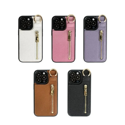 Shockproof TPU iPhone case with ring stand and wallet