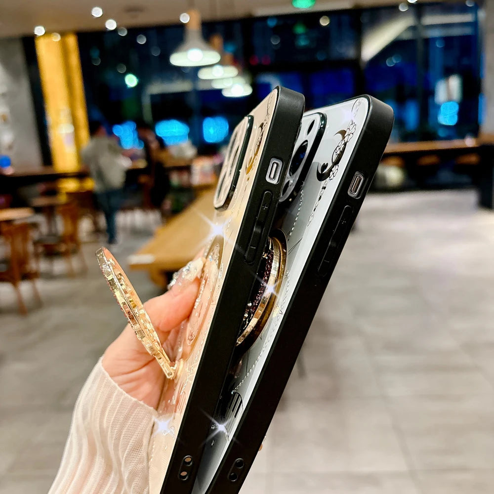 MagSafe Case with Diamond Glitter & Built-in Bracket for iPhone - (SN1002)