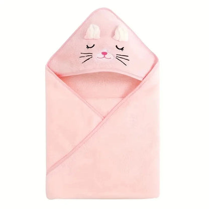 Amiriva Baby Hooded Bath Towel – Coral Velvet Cloak Blanket for Newborns and Toddlers
