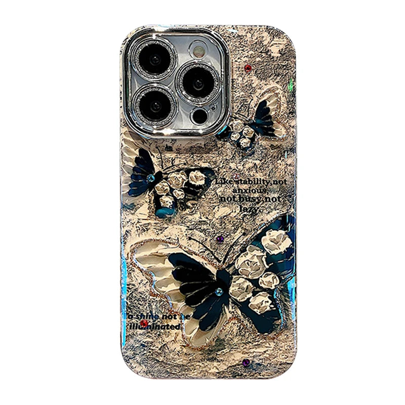 Luxury Black Butterfly Glitter iPhone Case – Floral Laser Design + Free Shipping | Amiriva