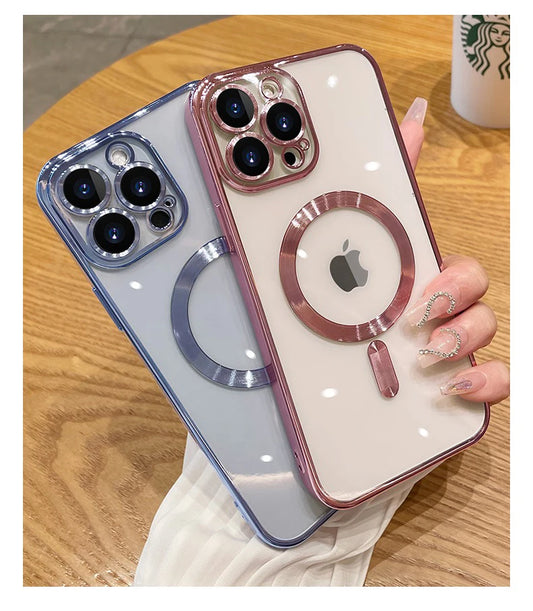 Luxury Plating iPhone Case – MagSafe, Magnetic & Transparent | Amiriva - (SF1003B)