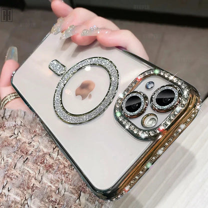 Luxury Crystal Diamond Clear MagSafe Case for iPhone 11–15 Pro Max - (JUL103)