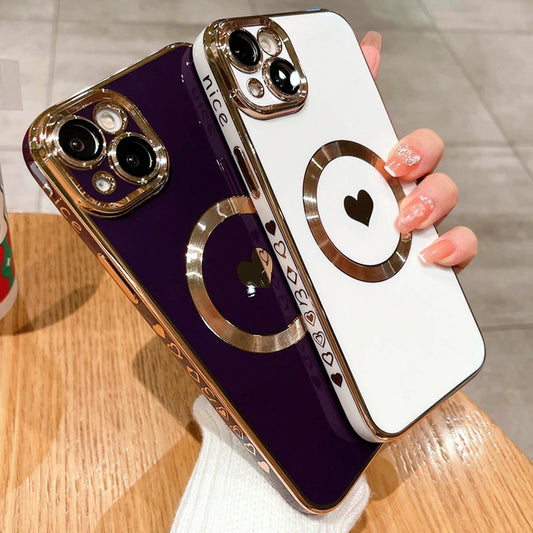 Amiriva Luxury MagSafe Magnetic Love Heart iPhone Case – Wireless Charging, Anti-Scratch, Anti-Fingerprint Protection for iPhone 11, 12, 13, 14, 15, 16 Pro Max Plus