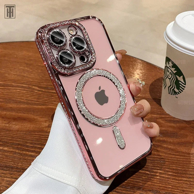 Luxury Crystal Diamond Clear MagSafe Case for iPhone 11–15 Pro Max - (JUL103)