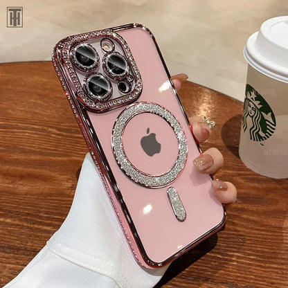 Luxury Crystal Diamond Clear MagSafe Case for iPhone 11–15 Pro Max - (JUL103)