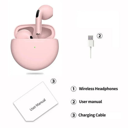 Original Air Pro 6 TWS Wireless Bluetooth Headset by Amiriva – Premium in-ear wireless earbuds with noise-free audio, built-in microphone, and sleek design for everyday use