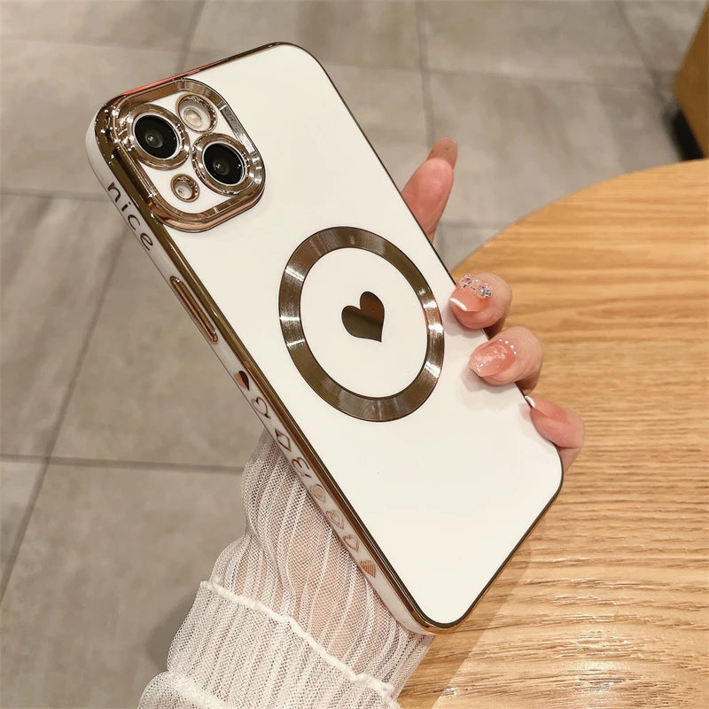 Amiriva Luxury MagSafe Magnetic Love Heart iPhone Case – Wireless Charging, Anti-Scratch, Anti-Fingerprint Protection for iPhone 11, 12, 13, 14, 15, 16 Pro Max Plus