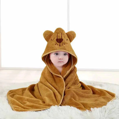 Amiriva Baby Hooded Bath Towel – Soft Coral Velvet Cartoon Swaddle Wrap for Newborns