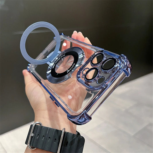 Magsafe Magnetic Plating Frame Stand Phone Case For iPhone Luxury - (KR1004)