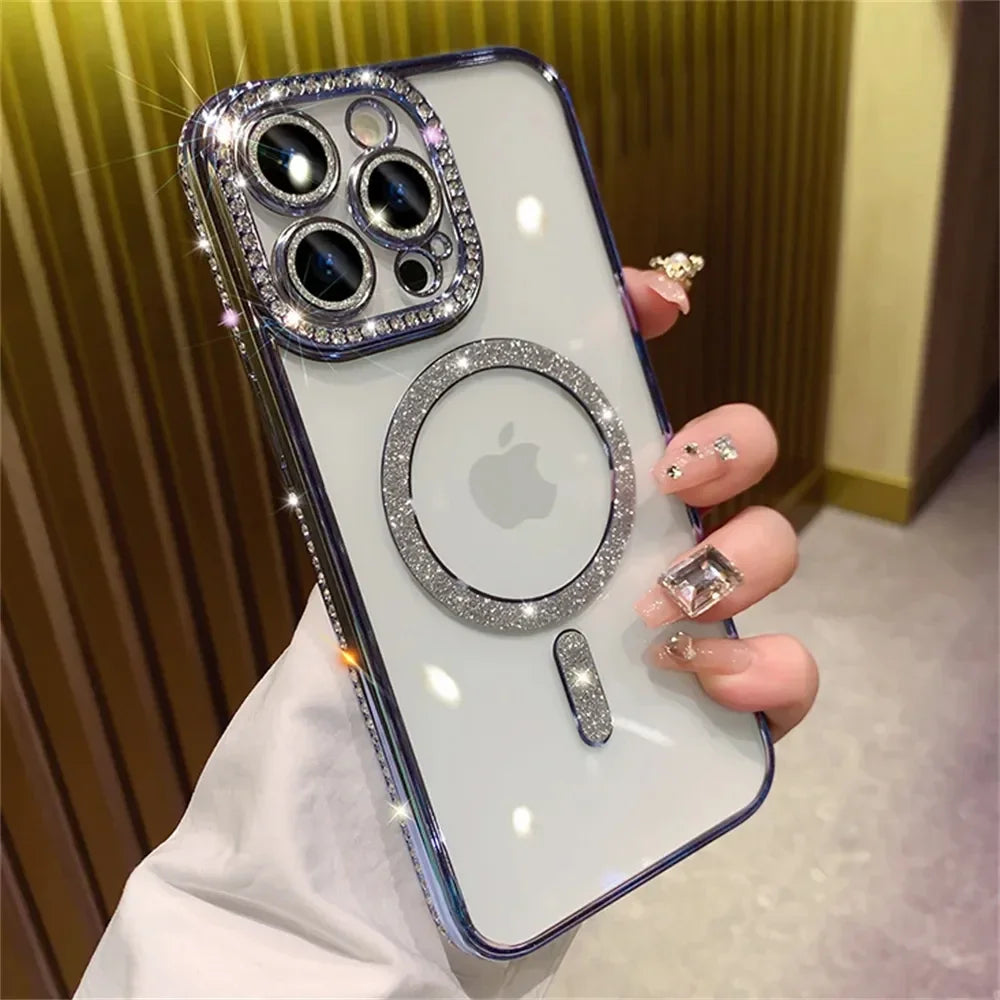 Amiriva Glitter Transparent iPhone Case – MagSafe Compatible | Fashion Meets Function - KR1001A