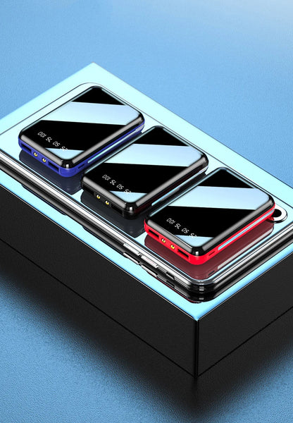 Amiriva Mini 20,000mAh Mirror Screen Power Bank – LED Display & Built-in Cables (AR1008)