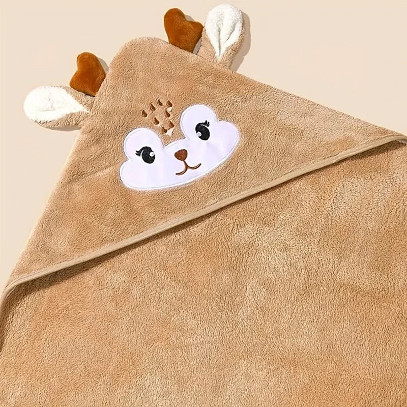Amiriva Baby Hooded Bath Towel – Soft Coral Velvet Cartoon Swaddle Wrap for Newborns