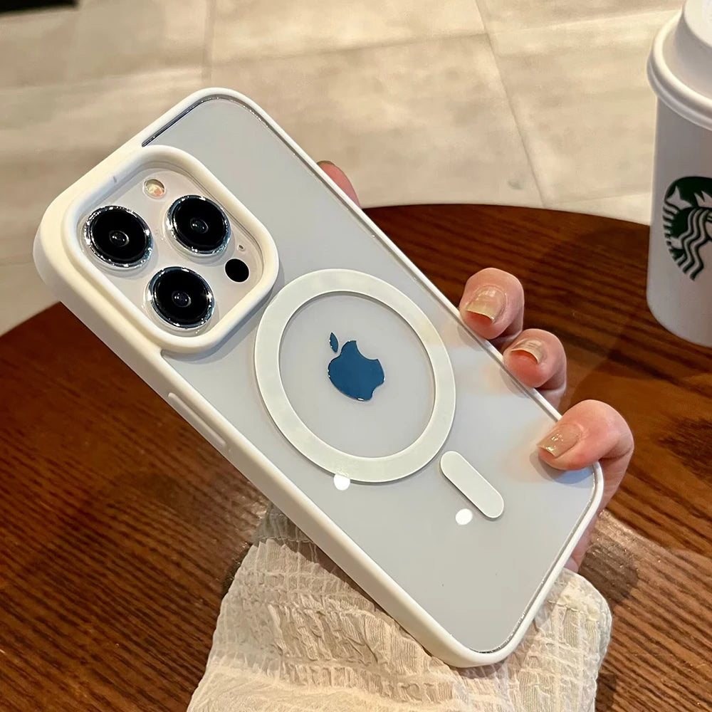 Luxury MagSafe Transparent Case for iPhone 16 15 14 13 12 11 Pro XS XR Max Mini Plus – Wireless Charging Cover + Free Shipping - (SF1017C)