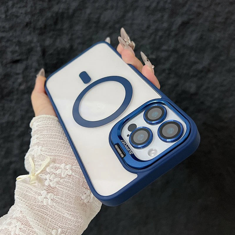 Luxury Magnetic iPhone Case – Shockproof, Stand & Glass Lens Protector - (SF2020C)