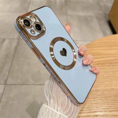 Amiriva Luxury MagSafe Magnetic Love Heart iPhone Case – Wireless Charging, Anti-Scratch, Anti-Fingerprint Protection for iPhone 11, 12, 13, 14, 15, 16 Pro Max Plus