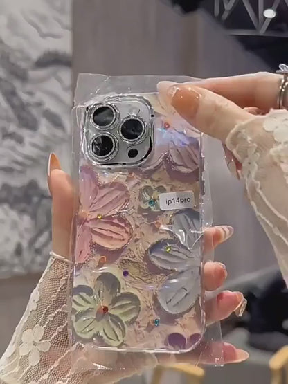 Luxury Glitter Flower Pattern Laser Phone Case (AR1069)
