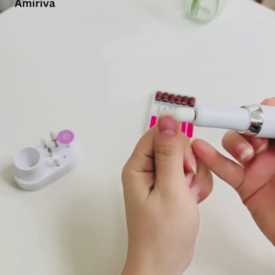 Amiriva K16 Electric Manicure Drill – CE/FCC certified professional nail file machine for home and salon use with multiple attachments